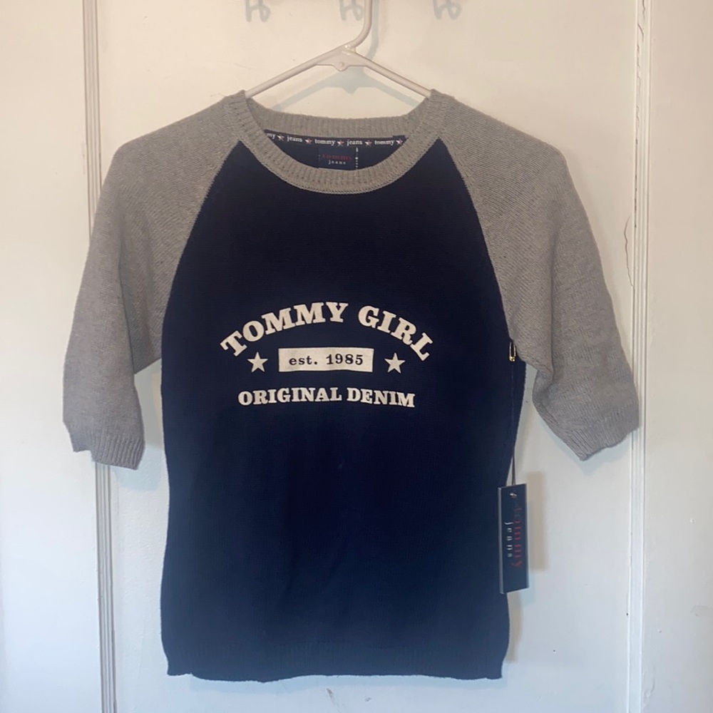 Tommy Hilfiger Y2K Vintage 1999 Tommy Girl Jeans baseball tee knit cotton top - Picture 1 of 8